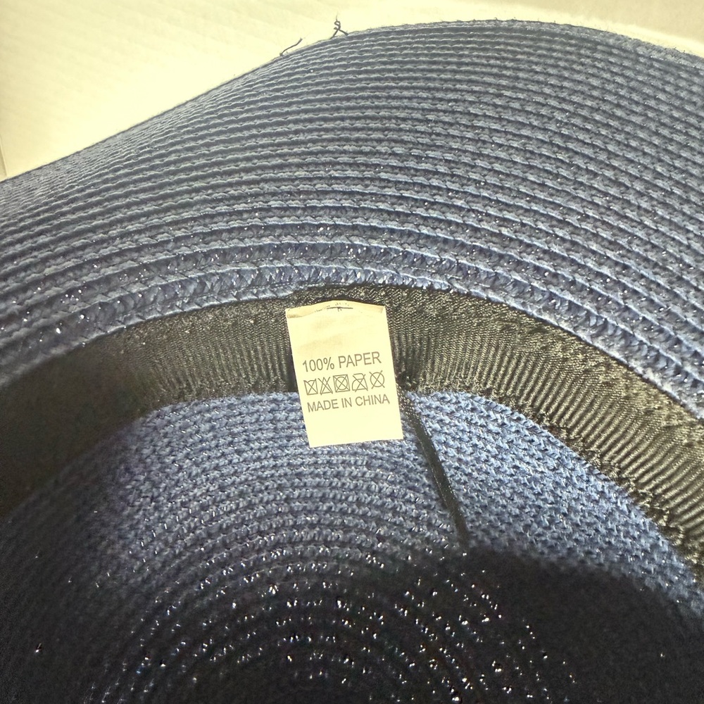 Elegant Navy Wide-Brim Hat with Turquoise Accents - Picture 5 of 6